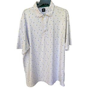 USAG U Suck At Golf Men Polo Shirt‎ 2XL White Golfer Print Performance Gorpcore